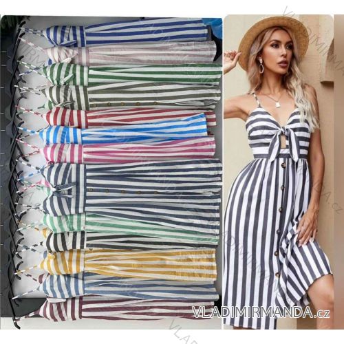 Šaty letné na ramienka dámske prúžok (S/M ONE SIZE) TALIANSKA MÓDA IMWBB231655