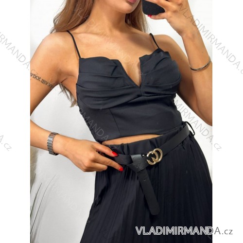 Top na ramienka letné dámsky (S/M ONE SIZE) TALIANSKA MÓDA IMM23M23865/DU černá