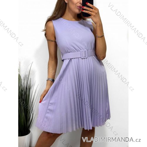 Šaty elegantné spoločenské skladané s opaskom bez rukávu dámske (S/M ONE SIZE) TALIANSKA MÓDA IMPSH2310594A