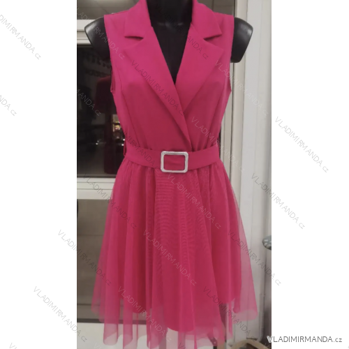 Šaty elegantné kabátkové bez rukávov dámske (S/M ONE SIZE) TALIANSKA MÓDA IMPCF2330260