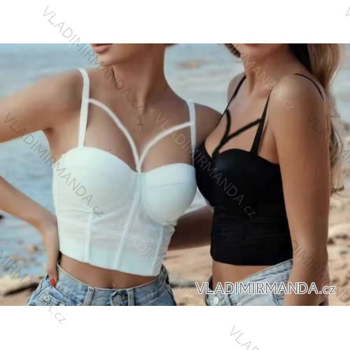Crop top na ramienka dámsky (S/M ONE SIZE) TALIANSKA MÓDA IMPCF230wh890-
