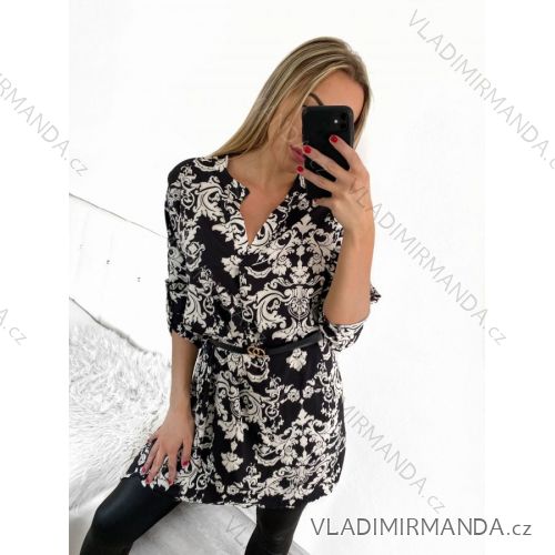 Šaty elegantné košeľové s opaskom dlhý rukáv dámske (S/M/L ONE SIZE) TALIANSKA MÓDA IMWCC231503-1