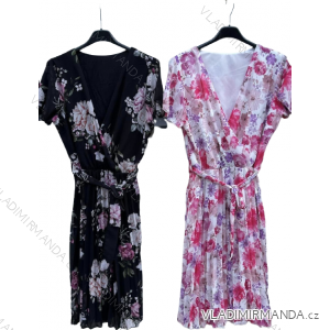Šaty elegantné šifónové krátky rukáv dámske (S/M ONE SIZE) TALIANSKA MÓDA IMD23411
