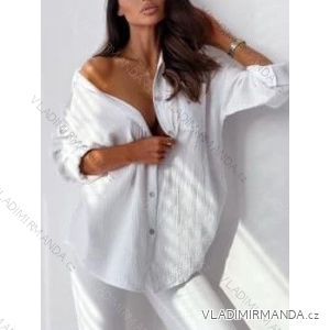 Košeľa oversize mušelínová dlhý rukáv dámska (L/XL/2XL ONE SIZE) TALIANSKA MODA IMD23405