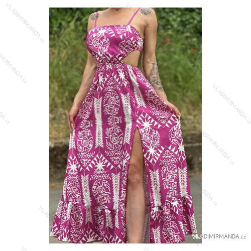 Šaty dlhé letné na ramienka dámske (S/M ONE SIZE) TALIANSKA MÓDA IMPGM23244