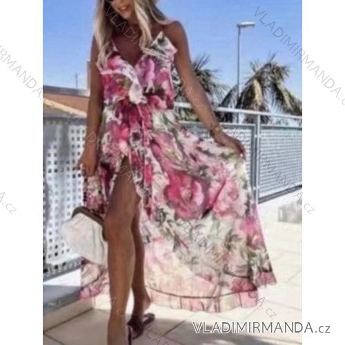 Šaty dlhé letné šifónové na ramienka dámske (S/M ONE SIZE) TALIANSKA MÓDA IMWGG231793