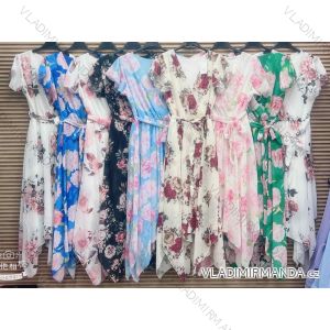 Šaty dlhé letné šifónové krátky rukáv dámske (S/M ONE SIZE) TALIANSKA MÓDA IMWGM231807