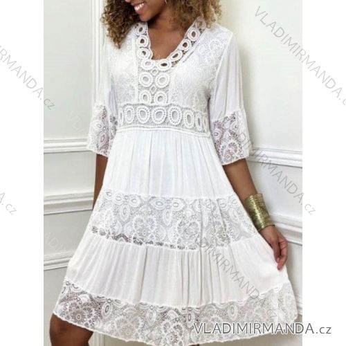 Šaty elegantné krajkové 3/4 dlhý rukáv dámske (S/M ONE SIZE) TALIANSKA MÓDA IMWGS231830