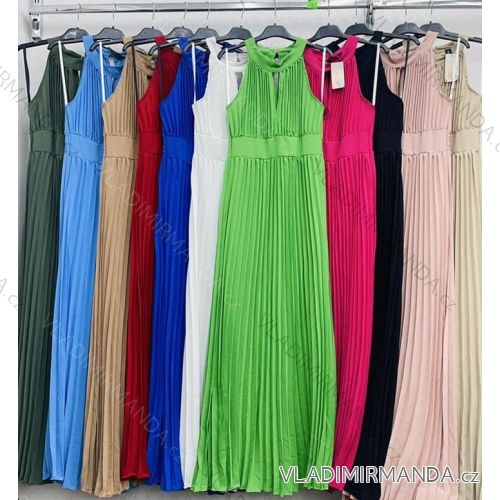 Šaty dlhé letné skladané bez rukávu dámske (S/M ONE SIZE) TALIANSKA MÓDA IMWD231847