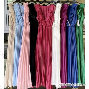 Šaty letné elegantné skladané dlhé bez rukávov dámske (S/M ONE SIZE) TALIANSKA MÓDA IMWKK231924