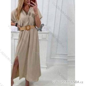 Šaty dlhé letné s opaskom krátky rukáv dámske (S/M ONE SIZE) TALIANSKA MÓDA IMWB231934