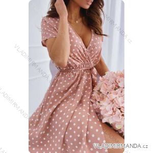 Šaty letné krátky rukáv dámske bodka (S/M ONE SIZE) TALIANSKA MÓDA IMWL231936