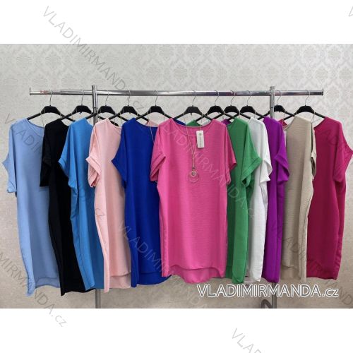 Šaty letné oversize s príveskom krátky rukáv dámske (S/M ONE SIZE) TALIANSKA MÓDA IMWKK231955
