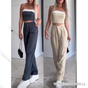 Súprava elegantné nohavice dlhé a croptop carmen bez rukávov dámska (S/M ONE SIZE) TALIANSKA MÓDA IMWKK231959