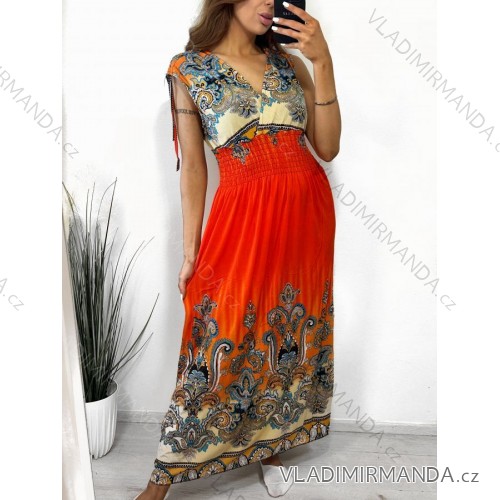 Šaty dlhé elegantné icecool bez rukávov dámske (M/L, XL/2XL) AINUOSI TALIANSKA MODA IMB232109/DU M/L oranžová
