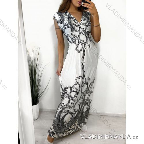 Šaty dlhé elegantný icecool krátky rukáv dámske (M/L, XL/2XL) AINUOSI TALIANSKA MODA IMB237751/DU