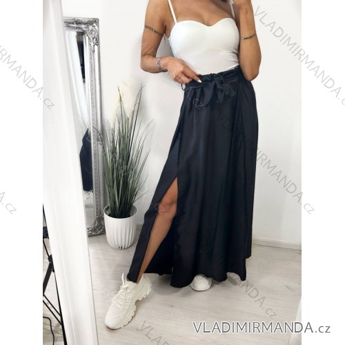Sukně letní dlouhá saténová dámská (S/M ONE SIZE) ITALSKÁ MÓDA IMM23MS63065/DUR S/M čierna