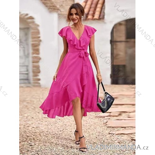 Šaty letné elegantné bez rukávov dámske (S/M ONE SIZE) TALIANSKA MÓDA IMD22351 ružová S/M