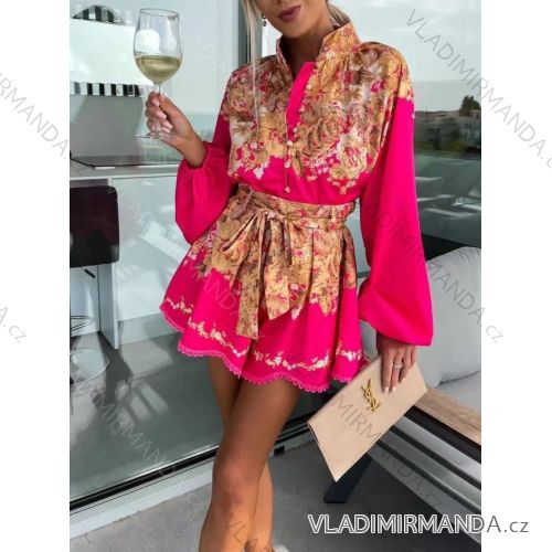 Súprava letné elegantné kraťasy a tunika dlhý rukáv dámska (S/M ONE SIZE) TALIANSKA MÓDA IMWE232093