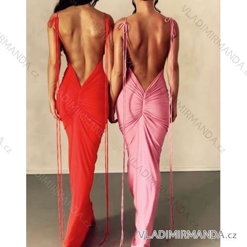 Šaty dlhé elegantné spoločenské na ramienka dámske (S/M ONE SIZE) TALIANSKA MÓDA IMWE232107