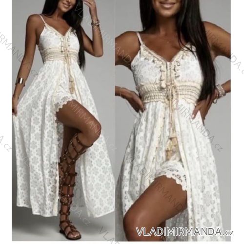 Šaty dlhé letné krajkové na ramienka dámske (S/M ONE SIZE) TALIANSKA MÓDA IMWGS232156