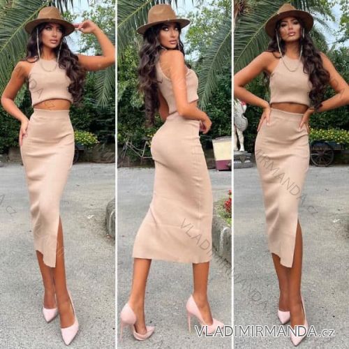 Súprava sukňa dlhá a top bez rukávov dámska (S/M ONE SIZE) TALIANSKA MÓDA IMWGB232163