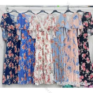 Šaty dlhé letné šifónové krátky rukáv dámske (S/M ONE SIZE) TALIANSKA MÓDA IMWD232169