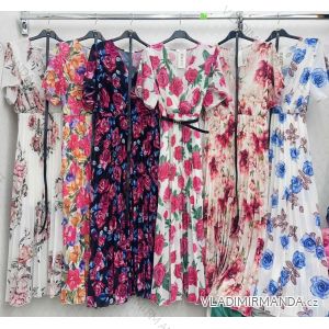 Šaty dlhé letné šifónové s opaskom krátky rukáv dámske (S/M ONE SIZE) TALIANSKA MÓDA IMWD232170