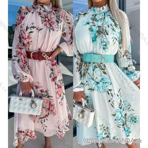 Šaty šifónové elegantný dlhý rukáv dámske (S/M ONE SIZE) TALIANSKA MÓDA IMWGB232185