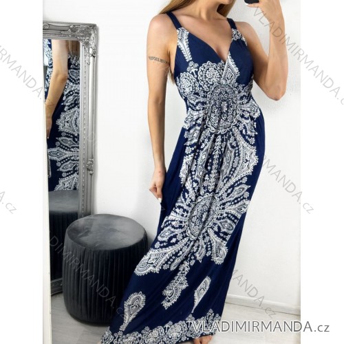Šaty dlhé letné icecool na ramienka dámske (M/L-XL/2XL) AINUOSI TALIANSKA MODA IMB23H03 M/L tmavo modrá