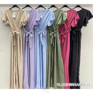Šaty dlhé elegantný krátky rukáv dámske (S/M ONE SIZE) TALIANSKA MÓDA IMPDY23HUAW80174