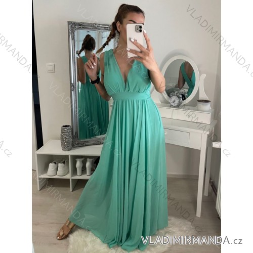 Šaty dlhé spoločenské bez rukávu dámske (S/M ONE SIZE) TALIANSKA MÓDA IMPBB22 IMPBB225009kt/DRU S/M mintova