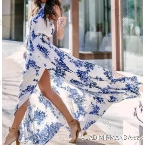 Šaty dlouhé letní elegantní bez rukávu dámské (S/M/L ONE SIZE) ITALSKÁ MÓDA IMPBB24P9741
