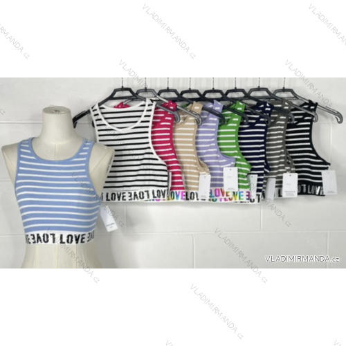 Top croptop na ramienka dámsky prúžok (S/M ONE SIZE) TALIANSKA MÓDA IMPBB23W1228