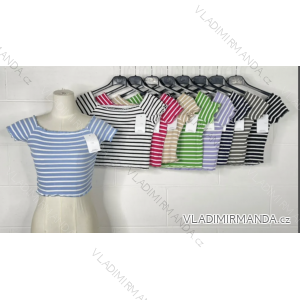 Top croptop krátky rukáv dámsky prúžok (S/M ONE SIZE) TALIANSKA MÓDA IMPBB23W1235