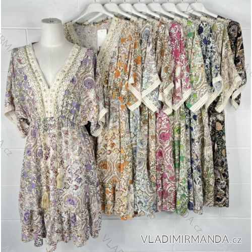 Šaty letné 3/4 dlhý rukáv dámske (S/M ONE SIZE) TALIANSKA MÓDA IMPBB23F12197