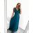 Šaty dlhé spoločenské elegantné bez rukávov dámske (S/M ONE SIZE) TALIANSKA MÓDA IMPSH233584/DU olivová