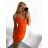 Šaty letné elegantné na ramienka dámske (S/M ONE SIZE) TALIANSKA MÓDA IMWD231980/DU S/M oranžová