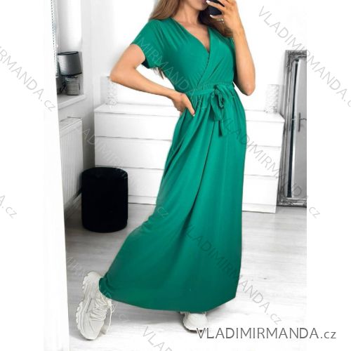 Šaty dlhé letné krátky rukáv dámske (S/M ONE SIZE) TALIANSKA MóDA IM323111