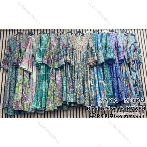 Šaty letné 3/4 dlhý rukáv dámske (S/M ONE SIZE) INDICKÁ MÓDA IMWYY23K7653