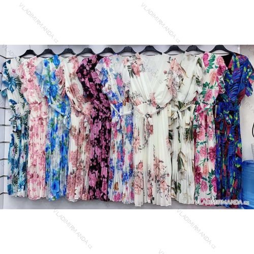 Šaty dlhé letné šifónové bez rukávu dámske kvetované (S/M ONE SIZE) TALIANSKA MÓDA IMWGM232300