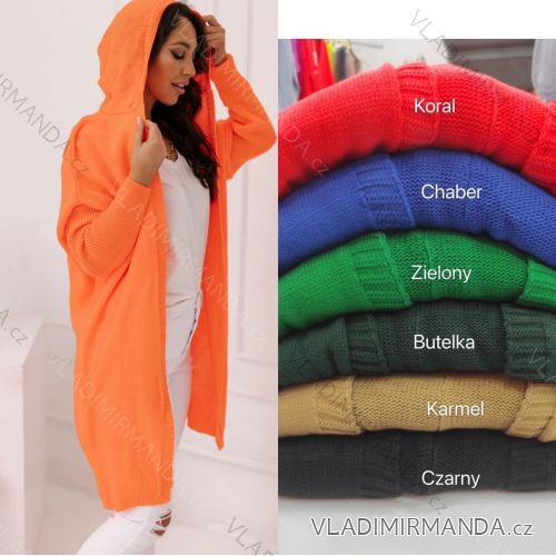 Cardigan dlhý s kapucňou dlhý rukáv dámsky (S/M ONE SIZE) POLSKÁ MÓDA PMWM232307