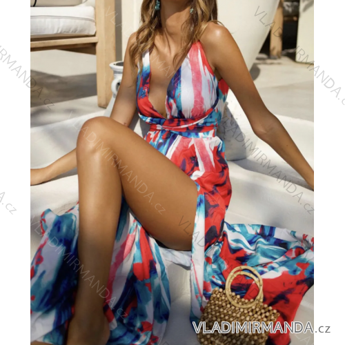 Šaty letné dlhé elegantné na ramienka dámske (S/M ONE SIZE) TALIANSKA MÓDA IMPBB23B21845B