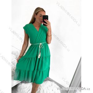 Šaty letné s opaskom krátky rukáv dámske (S/M ONE SIZE) TALIANSKA MÓDA IMM23M7739