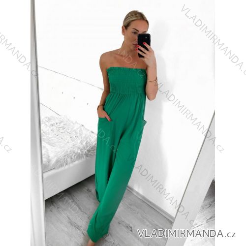 Overal dlhý so žabičkovaním na ramienka dámsky (S/M ONE SIZE) TALIANSKA MÓDA IMWA236511/DUR S/M zelená