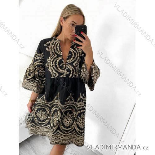 Šaty letné košeľové s dlhým rukávom dámske (S/M/L/XL ONE SIZE) TALIANSKA MÓDA IMF23DR3047