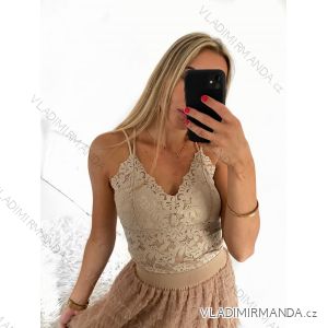Top croptop čipkový na ramienka dámsky (S/M ONE SIZE) TALIANSKA MÓDA IMPMD231041a/DU