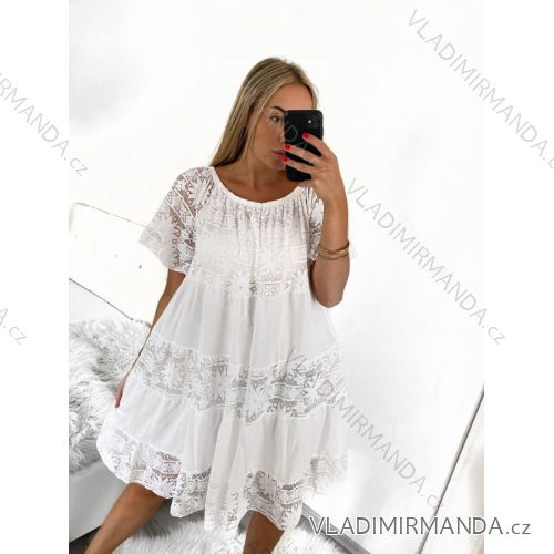 Šaty letní krajkové carmen dámské (40/42/44 ONE SIZE) ITALSKÁ MÓDA IM423122/DUR 40/42/44 biela