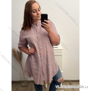 Prodloužená Košeľa 3/4 rukáv dámske (2XL/3XL ONE SIZE) TALIANSKA MÓDA IM523STRIP/DR