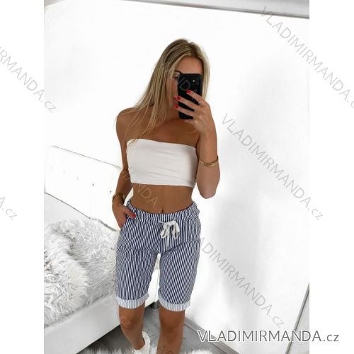 Kraťasy šortky letné strečové dámske prúžok (S/M/L ONE SIZE) TALIANSKA MODA IM723002